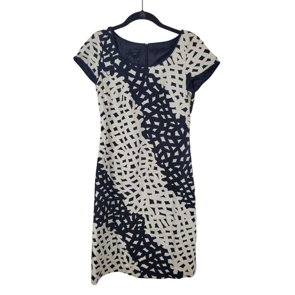 ⬇️SALE⬇️ Talbots Dress 2 Womens Professional Black White Cap Sleeve Lined Crew